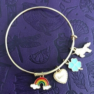 Fantasy & Fortune Gold Tone Stainless Steel Adjustable Charm Bracelet